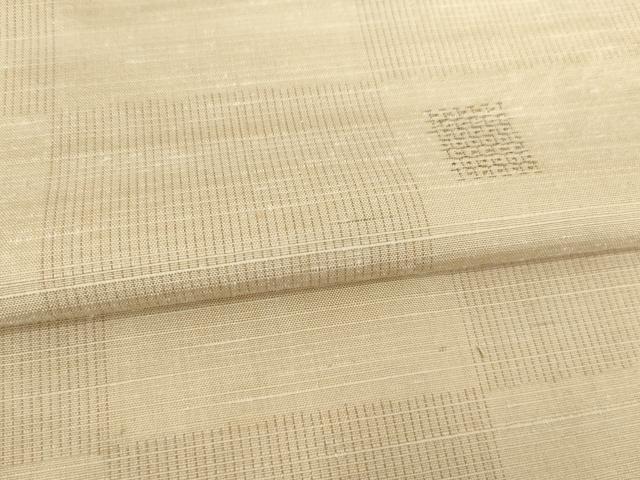 平和屋着物▽上質な紬 単衣 市松文 正絹 逸品 AABG9312ck