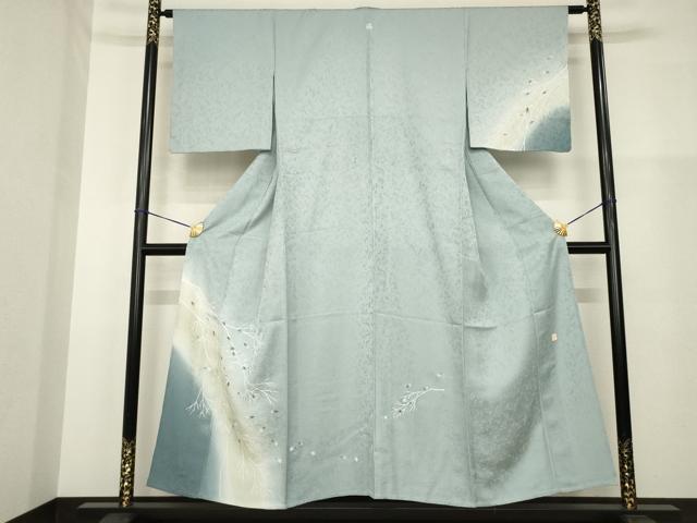 平和屋着物▽訪問着　単衣　作家物　枝花文　暈し染め　正絹　逸品　AABG9313ck