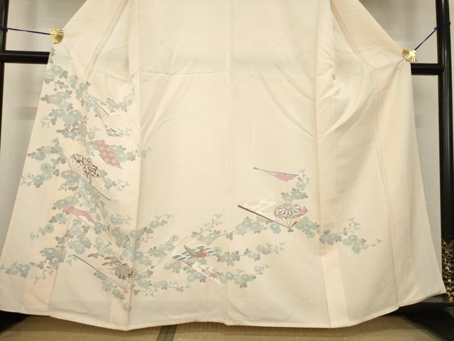 平和屋着物▽訪問着 単衣 友禅 扇面花文 正絹 逸品 AABG9315ck