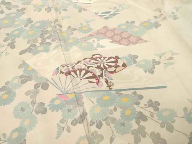 平和屋着物▽訪問着 単衣 友禅 扇面花文 正絹 逸品 AABG9315ck