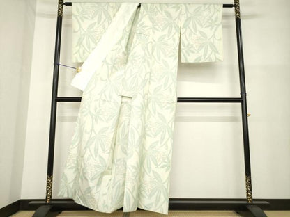 平和屋着物▽本場大島紬　単衣　枝葉文　正絹　逸品　AABG9319ck