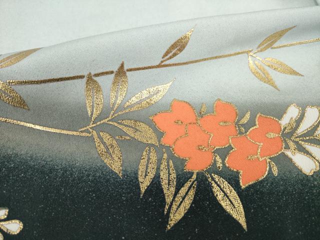 平和屋着物▽訪問着 単衣 枝花文 暈し染め 金彩 洗える着物 AABG9320ck