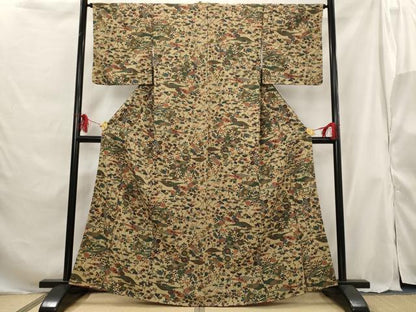平和屋着物■小紋 草花文 洗える着物 未使用 AABG9321st
