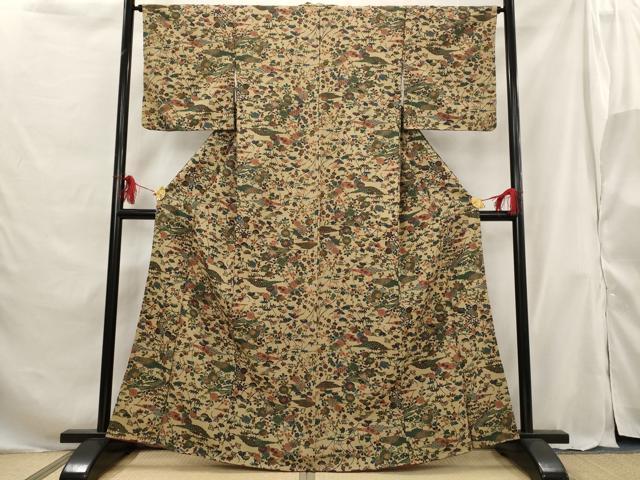 平和屋着物■小紋 草花文 洗える着物 未使用 AABG9321st