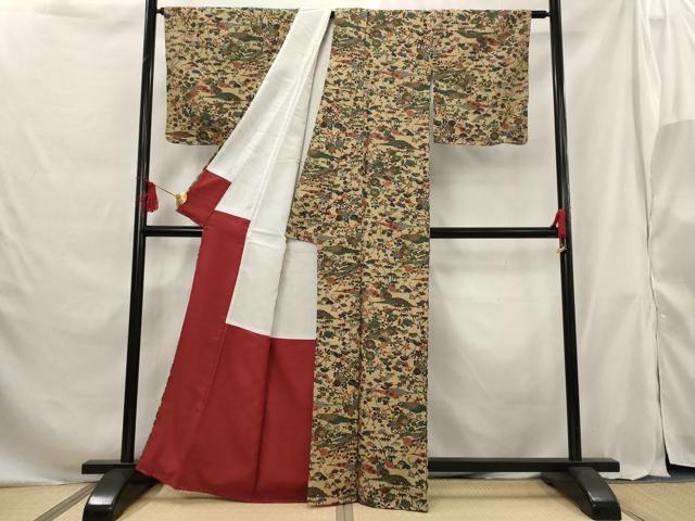 平和屋着物■小紋 草花文 洗える着物 未使用 AABG9321st