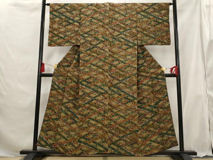 平和屋着物■上質な小紋 花格子 正絹 逸品 AABG9322st