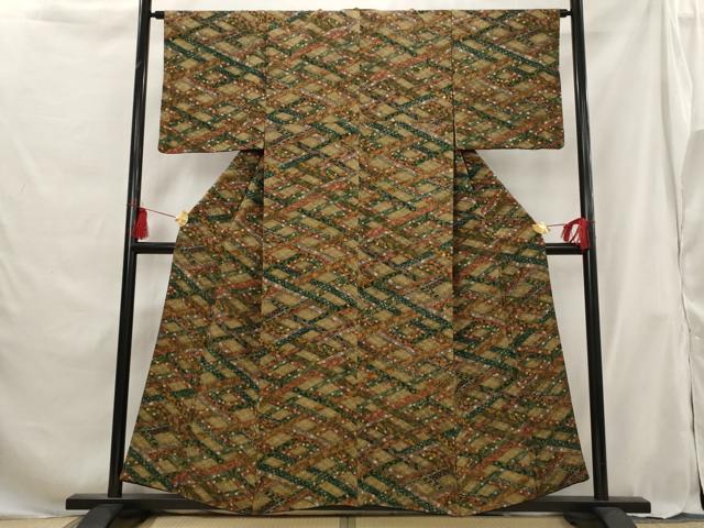 平和屋着物■上質な小紋 花格子 正絹 逸品 AABG9322st