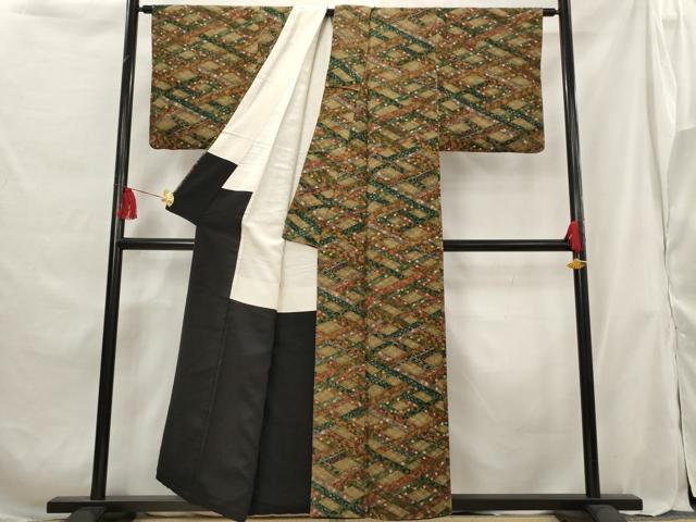 平和屋着物■上質な小紋 花格子 正絹 逸品 AABG9322st