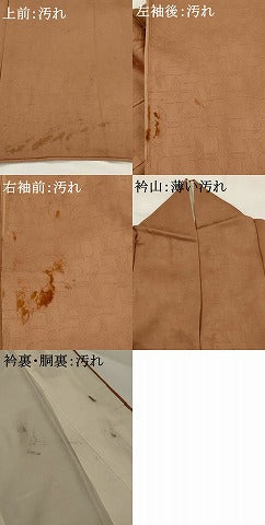 平和屋着物■上質な色無地 飛鶴地紋 宗伝唐茶 正絹 逸品 AABG9323st