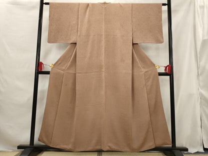 平和屋着物■上質な色無地 飛鶴地紋 宗伝唐茶 正絹 逸品 AABG9323st