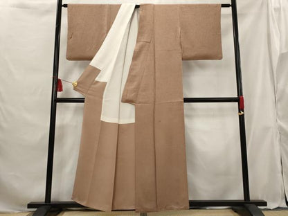 平和屋着物■上質な色無地 飛鶴地紋 宗伝唐茶 正絹 逸品 AABG9323st