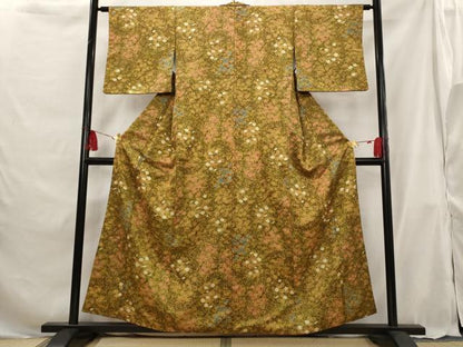 平和屋着物■上質な小紋 草花文 正絹 逸品 AABG9324st