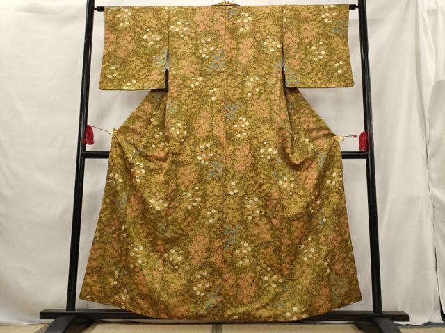 平和屋着物■上質な小紋 草花文 正絹 逸品 AABG9324st