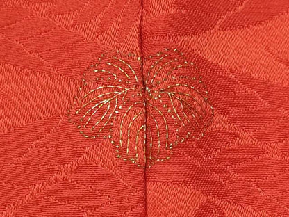 平和屋着物■上質な色無地 向い鶴地紋 紅緋色 正絹 逸品 AABG9325st