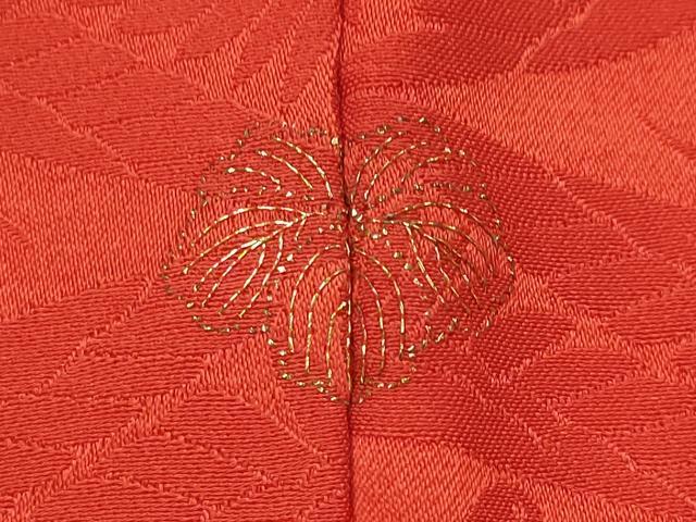 平和屋着物■上質な色無地 向い鶴地紋 紅緋色 正絹 逸品 AABG9325st