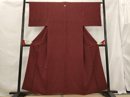平和屋着物■上質な色無地 流水地紋 葡萄色 正絹 逸品 AABG9326st