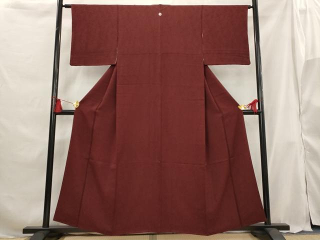 平和屋着物■上質な色無地 流水地紋 葡萄色 正絹 逸品 AABG9326st