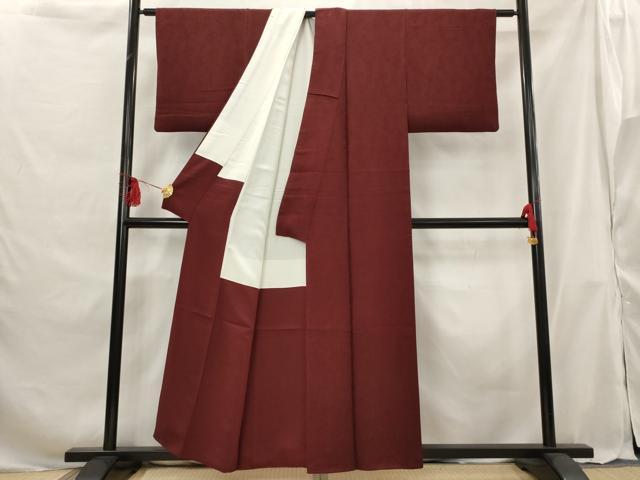 平和屋着物■上質な色無地 流水地紋 葡萄色 正絹 逸品 AABG9326st