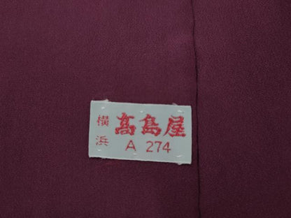 平和屋着物■上質な色無地 紋意匠 暗紅色 高島屋扱い 正絹 逸品 AABG9327st