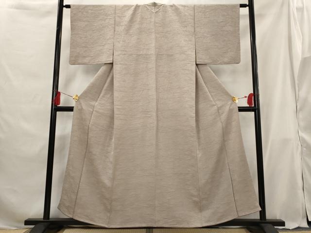 平和屋着物■上質な色無地 風景地紋 茶鼠色 正絹 逸品 AABG9328st