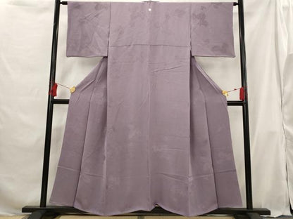 平和屋着物■上質な色無地 蔦の葉地紋 薄葡萄色 正絹 逸品 AABG9329st