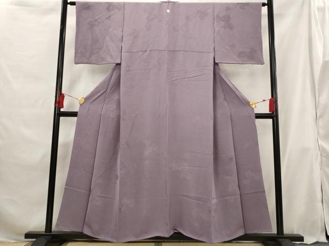 平和屋着物■上質な色無地 蔦の葉地紋 薄葡萄色 正絹 逸品 AABG9329st