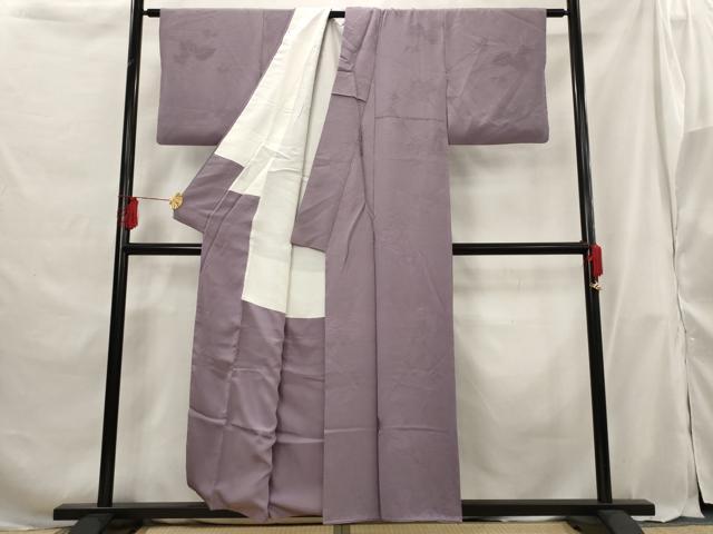 平和屋着物■上質な色無地 蔦の葉地紋 薄葡萄色 正絹 逸品 AABG9329st