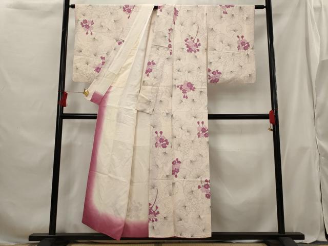 平和屋着物■上質な小紋 草花文 正絹 逸品 AABG9336st