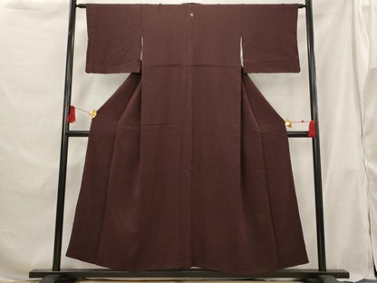 平和屋着物■上質な色無地 紋意匠 黒壇色 正絹 逸品 AABG9340st