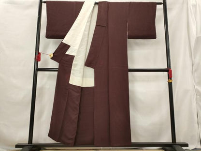 平和屋着物■上質な色無地 紋意匠 黒壇色 正絹 逸品 AABG9340st