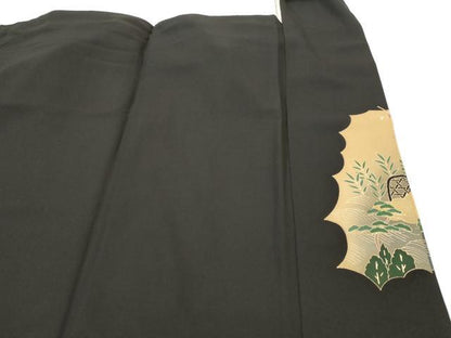 平和屋着物■豪華黒留袖　作家物　駒刺繍　風景草花文　暈し染め　金彩　正絹　逸品　AABG9371st