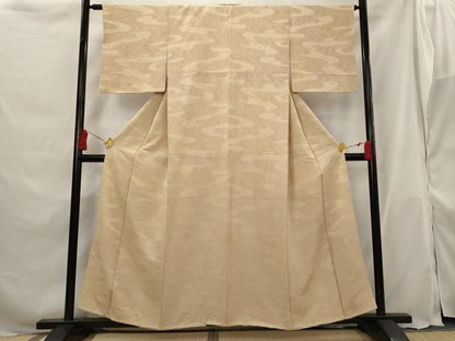 平和屋着物■上質な色無地 流水地紋 雄黄色 正絹 逸品 AABG9372st