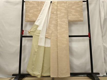 平和屋着物■上質な色無地 流水地紋 雄黄色 正絹 逸品 AABG9372st