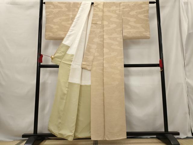 平和屋着物■上質な色無地 流水地紋 雄黄色 正絹 逸品 AABG9372st