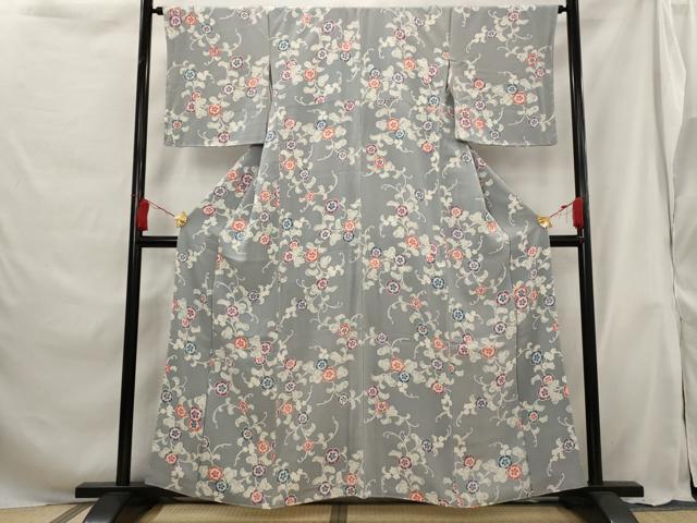 平和屋着物■上質な小紋 草花文 正絹 逸品 AABG9377st