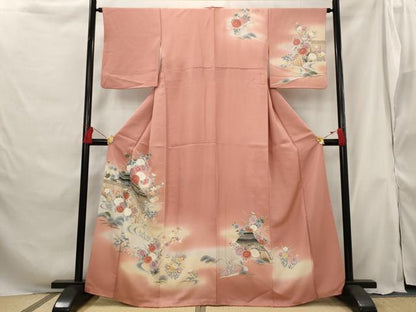 平和屋着物■訪問着　流水花文　暈し染め　金彩　正絹　逸品　AABG9380st