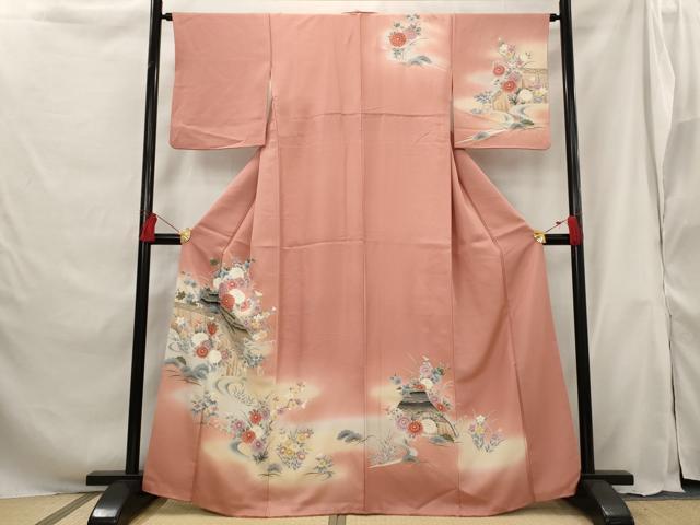 平和屋着物■訪問着　流水花文　暈し染め　金彩　正絹　逸品　AABG9380st