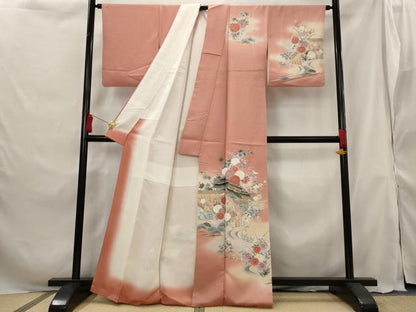 平和屋着物■訪問着　流水花文　暈し染め　金彩　正絹　逸品　AABG9380st