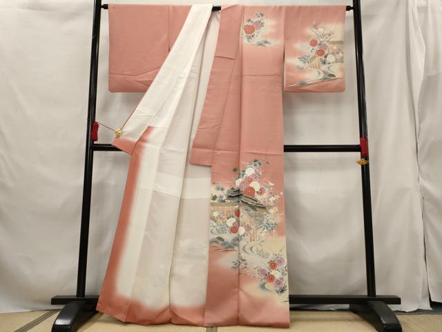 平和屋着物■訪問着　流水花文　暈し染め　金彩　正絹　逸品　AABG9380st