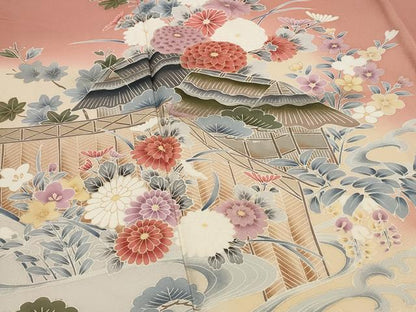 平和屋着物■訪問着　流水花文　暈し染め　金彩　正絹　逸品　AABG9380st