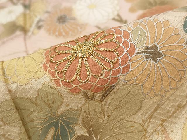 平和屋着物■訪問着 駒刺繍 花鳥文 暈し染め 金銀彩 正絹 逸品 AABG9385st