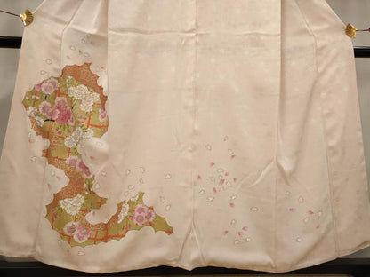 平和屋着物■訪問着 駒刺繍 桜 金彩 三越扱い 正絹 逸品 AABG9390st