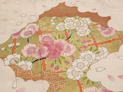 平和屋着物■訪問着 駒刺繍 桜 金彩 三越扱い 正絹 逸品 AABG9390st