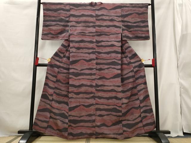 平和屋着物■上質な小紋 横段文 正絹 逸品 AABG9391st