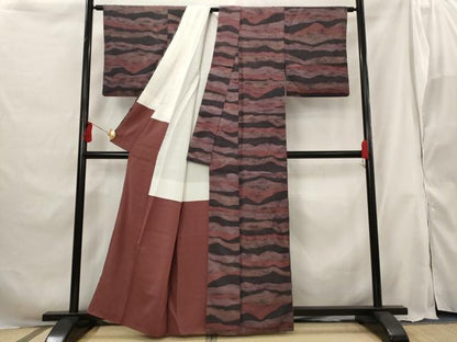 平和屋着物■上質な小紋 横段文 正絹 逸品 AABG9391st