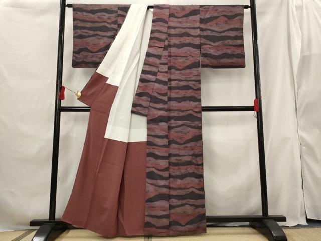 平和屋着物■上質な小紋 横段文 正絹 逸品 AABG9391st