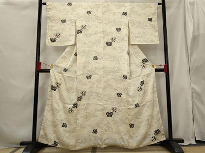 平和屋着物■上質な小紋 絞り 舞蝶文 正絹 逸品 AABG9396st