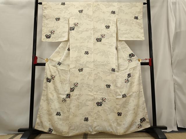 平和屋着物■上質な小紋 絞り 舞蝶文 正絹 逸品 AABG9396st