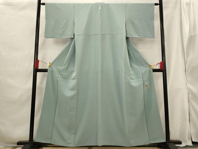 平和屋着物■本草木染作家　瑞鳳　色無地　紋意匠　湊鼠色　金彩　正絹　逸品　AABG9410st