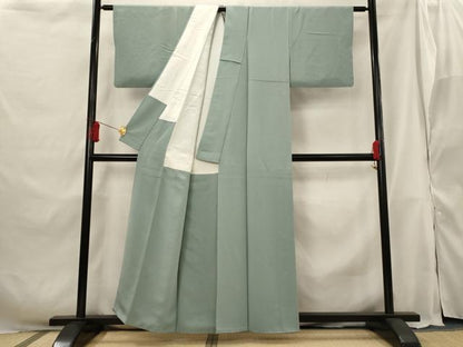 平和屋着物■本草木染作家　瑞鳳　色無地　紋意匠　湊鼠色　金彩　正絹　逸品　AABG9410st